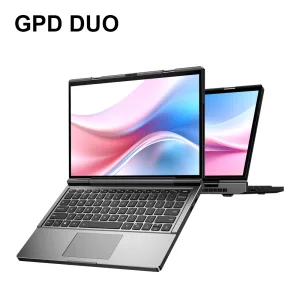 GPD DUO mini PC 13 Inch Dual Touch Screen AMD AI 9 HX 370 Processor Can be flipped 180 64GB RAM 2TB SSD Portable Business Laptop