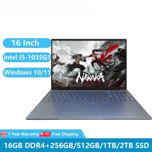 2025 Gaming Laptops Windows 11 Computer Office Notebooks Netbook 16 Inch 10th Gen Intel I5-1035G1 16GB RAM 1TB M.2 WiFi Camera